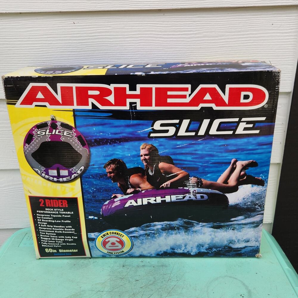 AIRHEAD AHSSL-22 SLICE 2 PERSON INFLATABLE TOWABLE TUBE BLUE BOAT OUTDOOR WATER